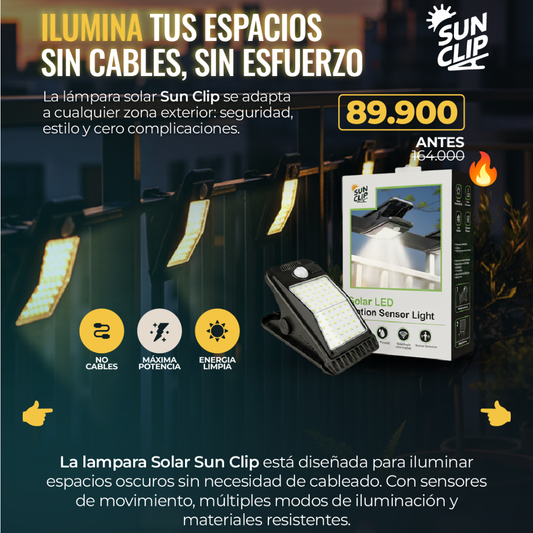 SUNCLIP W- Lampara Solar LED con Sensor de Movimiento