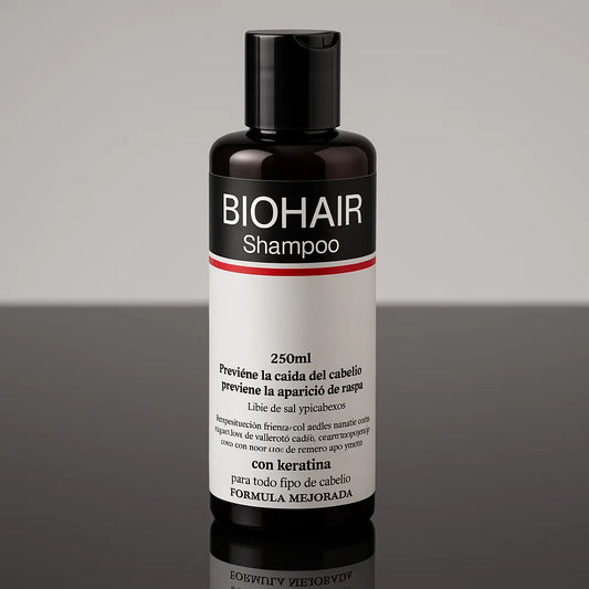 BIOHAIR - Shampoo Anticaída y Anticaspa con Keratina – Fórmula Natural Mejorada